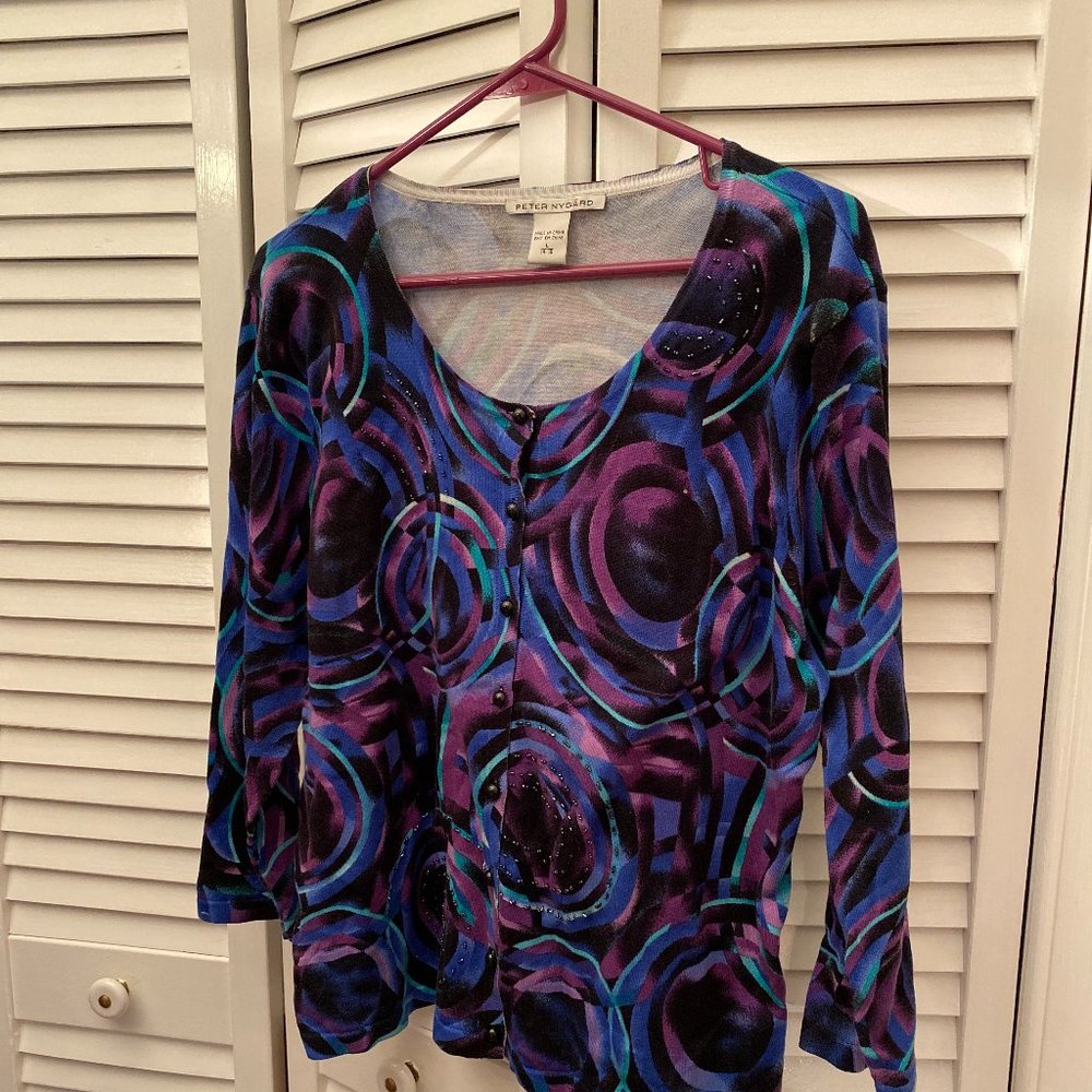 Peter Nygard sweater with embroideries L